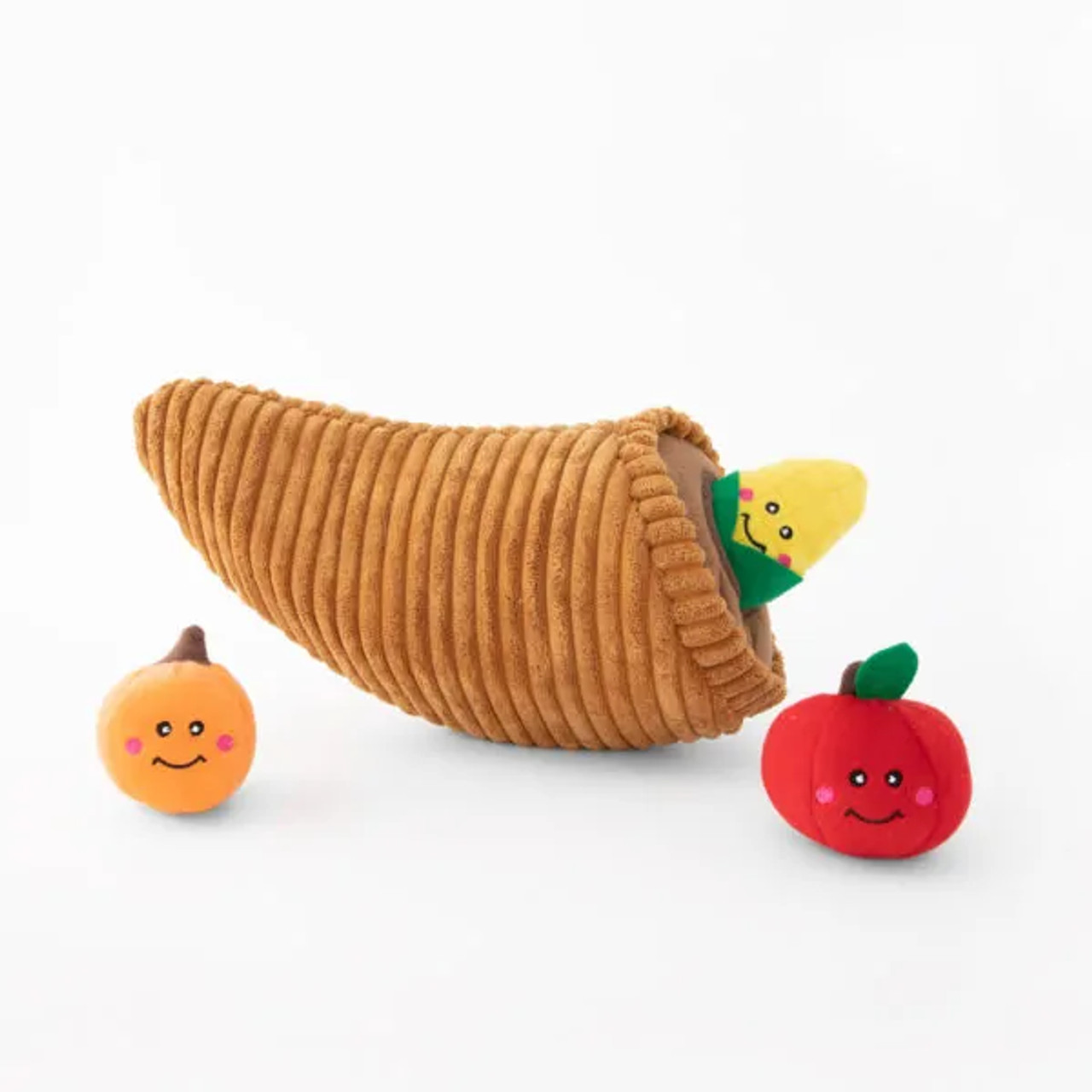 Zippy Paws Fall Harvest Cornucopia Zippy Burrow Plush Dog Toy， Large