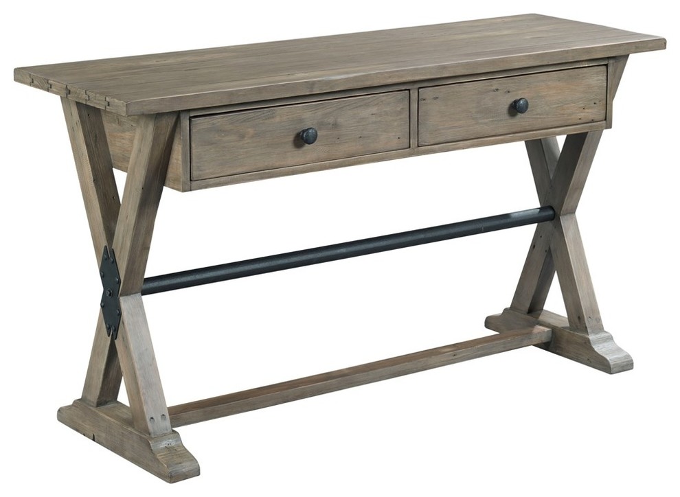 Hammary Reclamation Place Trestle Sofa Table   Farmhouse   Console Tables   by The Simple Stores  Houzz