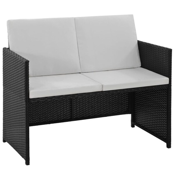 vidaXL 6 Piece Patio Dining Set with Cushions Poly Rattan Black