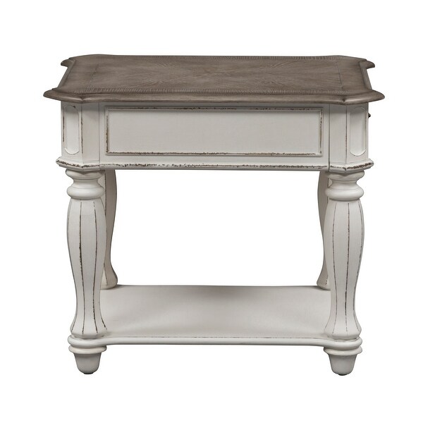 Magnolia Manor Antique White End Table - W24 x D28 x H24