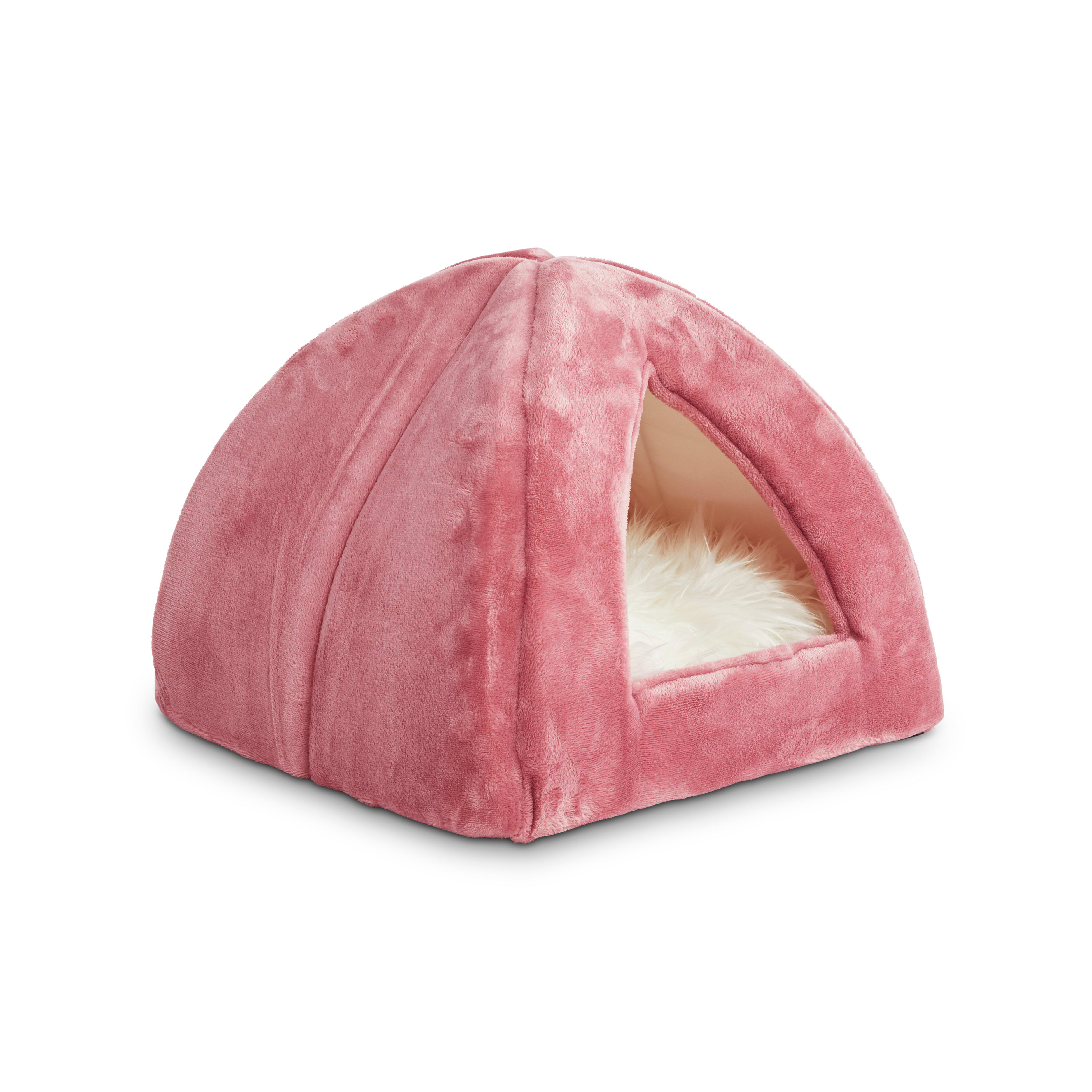 EVERYYAY Essentials Snooze Fest Mauve Igloo Cave Cat Bed， 16