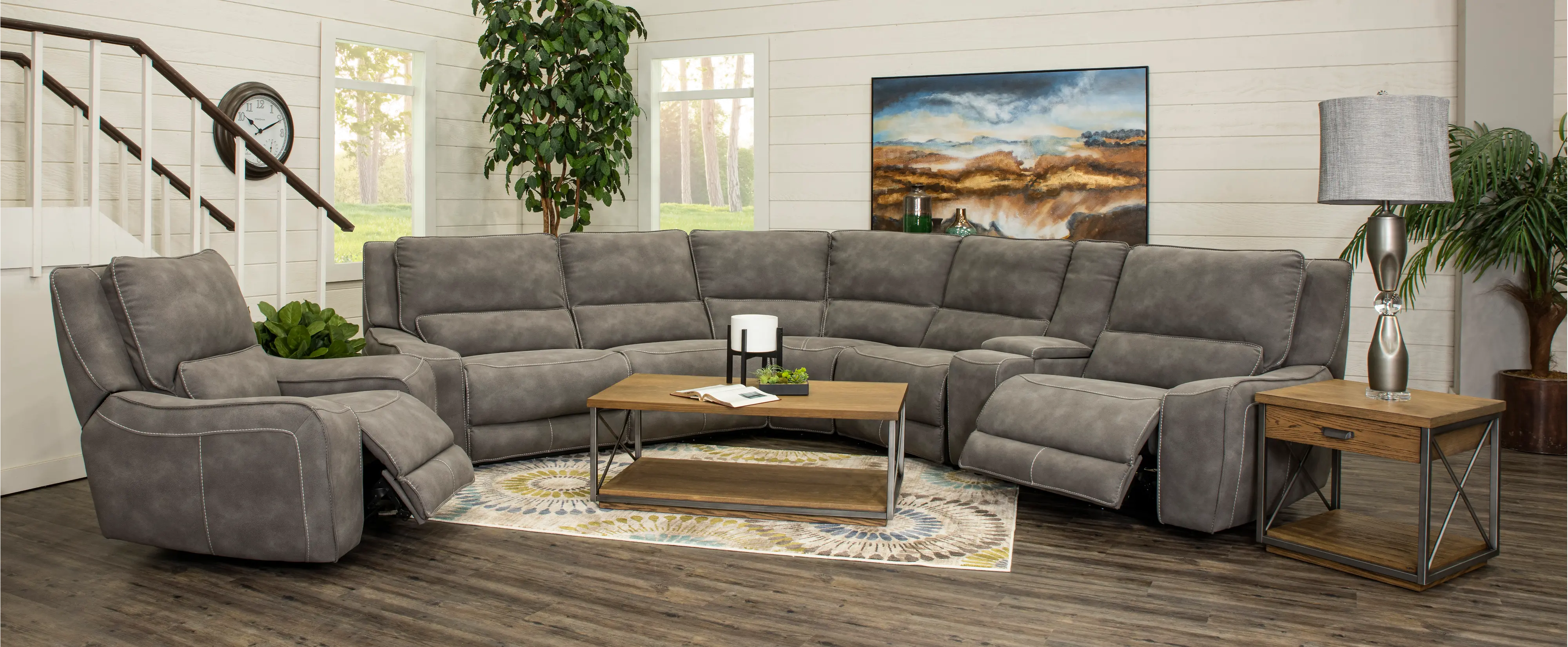 Sauvage Charcoal Gray 6 Piece Power Reclining Sectional