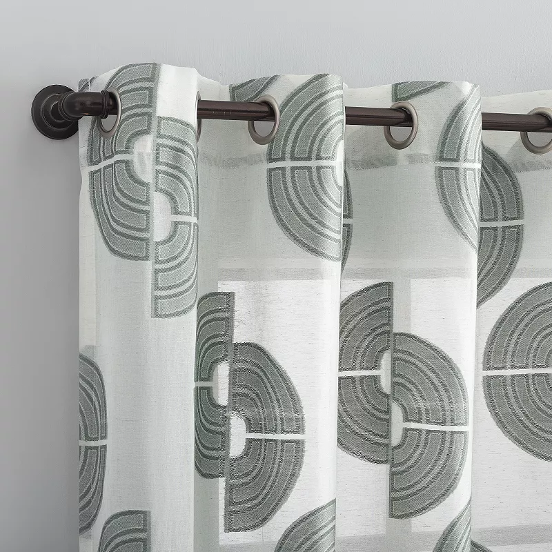 Archaeo Retro Curves Linen Blend Grommet Window Curtain