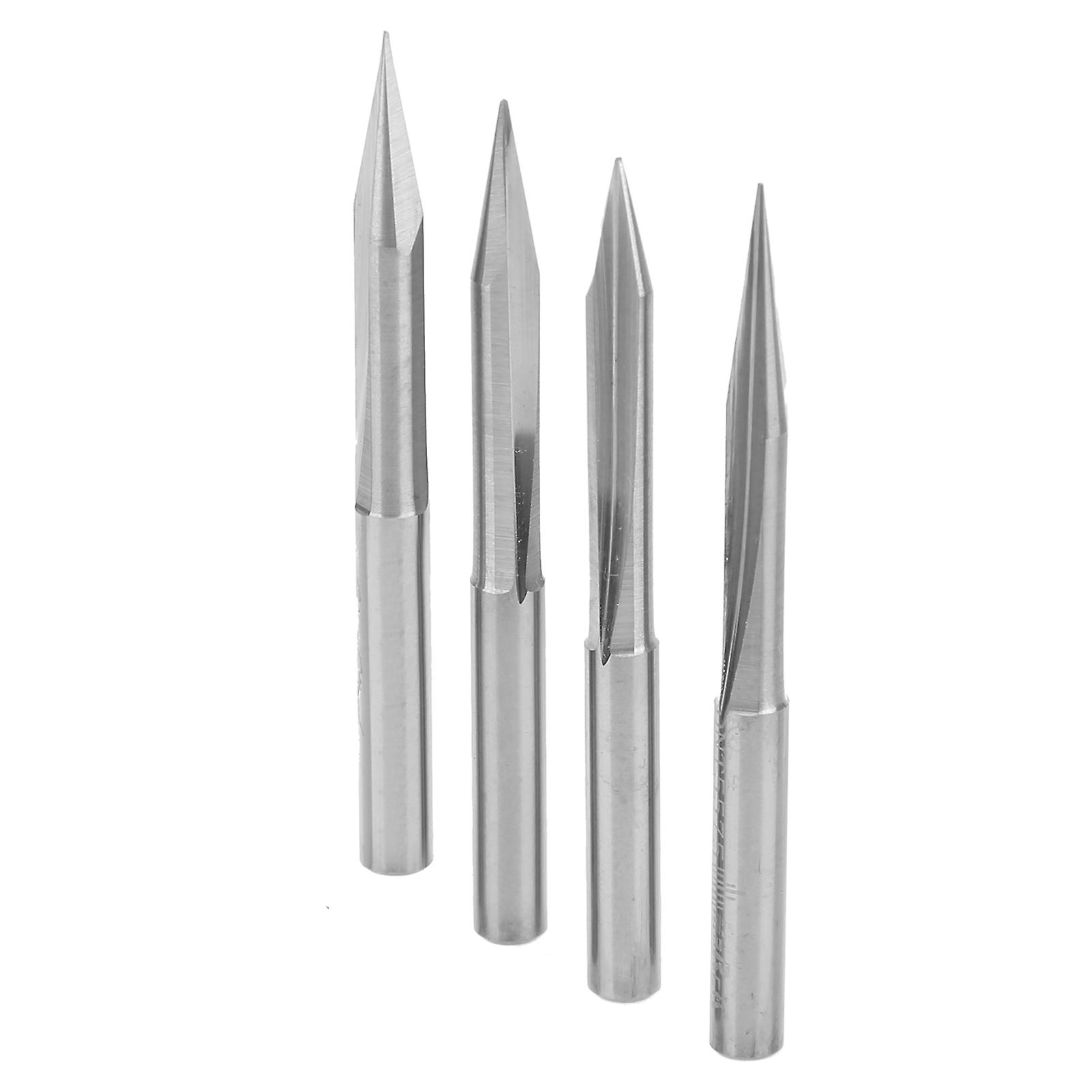 4pcs Vshaped Carving Cutter 2edged Engraving Bit 4x0.3x15/4x0.3x20/4x0.3x25/4x0.3x30