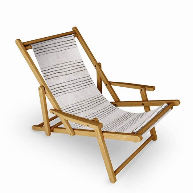 Holli Zollinger Linen Stripe Outdoor Sling Chair Uv resistant Water resistant 3 position Recline Collapsible Hardwood Frame Deny Designs