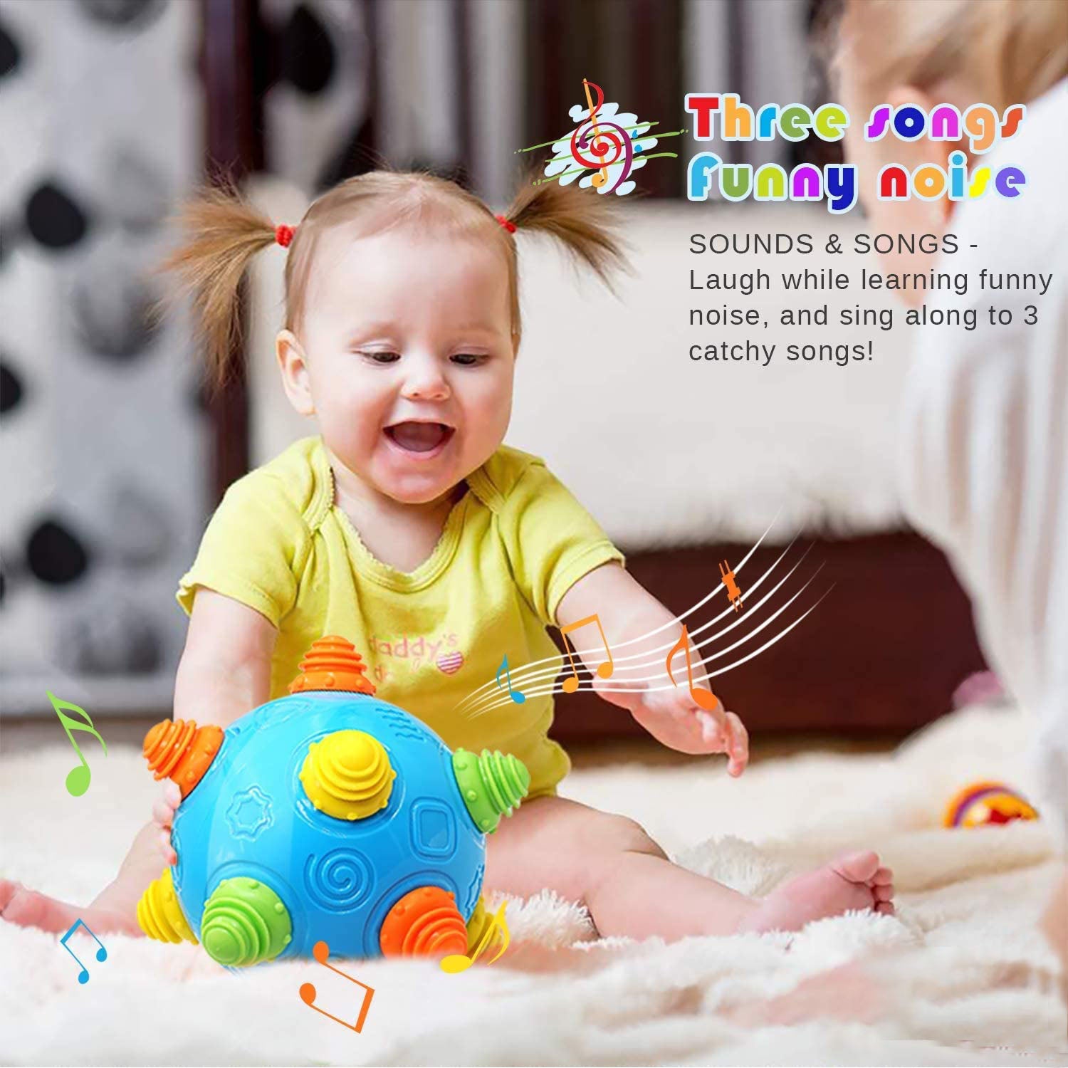 Toddlers Baby Music Shake Dancing Ball Toy， Baby Crawling Toys， Bouncing Sensory Learning Ball Toys， Toys for 1+ Year Old