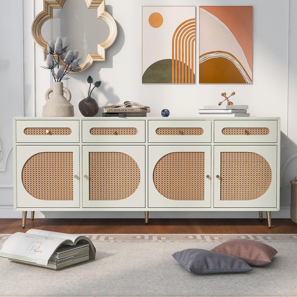 Storage Sideboard Cabinet with Rattan Door