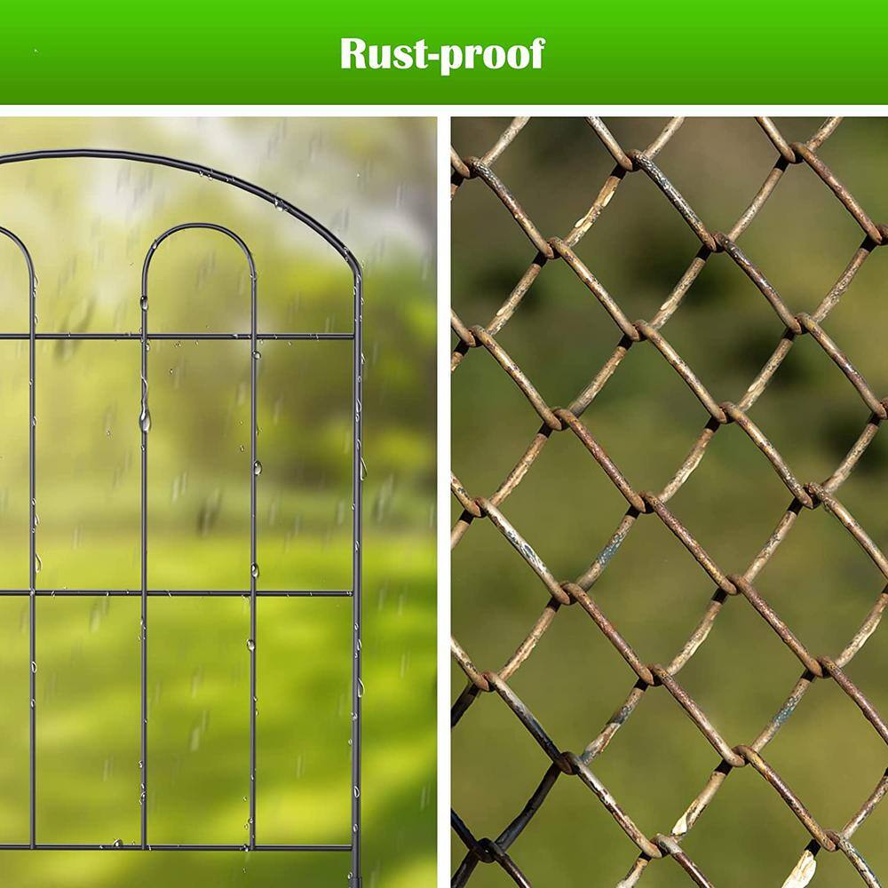 Oumilen 24 in. Metal Border Fence Decorative Garden Outdoor Coated Rustproof Landscape Wire Panels Decor LT-K112