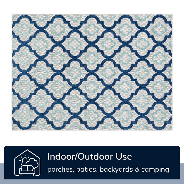 Well Woven Illuminate Moroccan Lattice Indoor Outdoorhigh low Pile Blue Area Rug