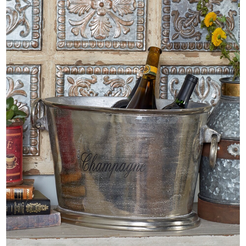 Silver Aluminum Champagne Text Ice Bucket
