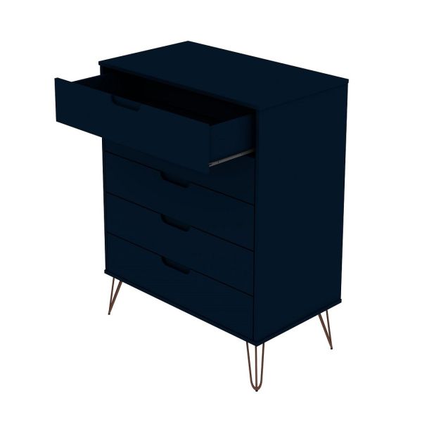 Rockefeller 5-Drawer Tall Dresser in Tatiana Midnight Blue