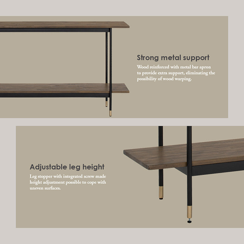 HAMILTON Console Table Solid Acacia Wood 140cm - Toffee