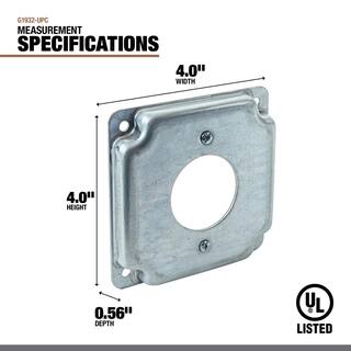 Southwire 4 in. Steel Metallic Square Box Surface Cover Single Duplex Receptacle (1-Pack) G1932-UPC