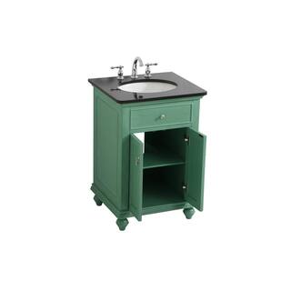 Simply Living 24 in. W x 21 in. D x 35 in. H Bath Vanity in Vintage Mint with Black Granite Granite Top SL36972VM