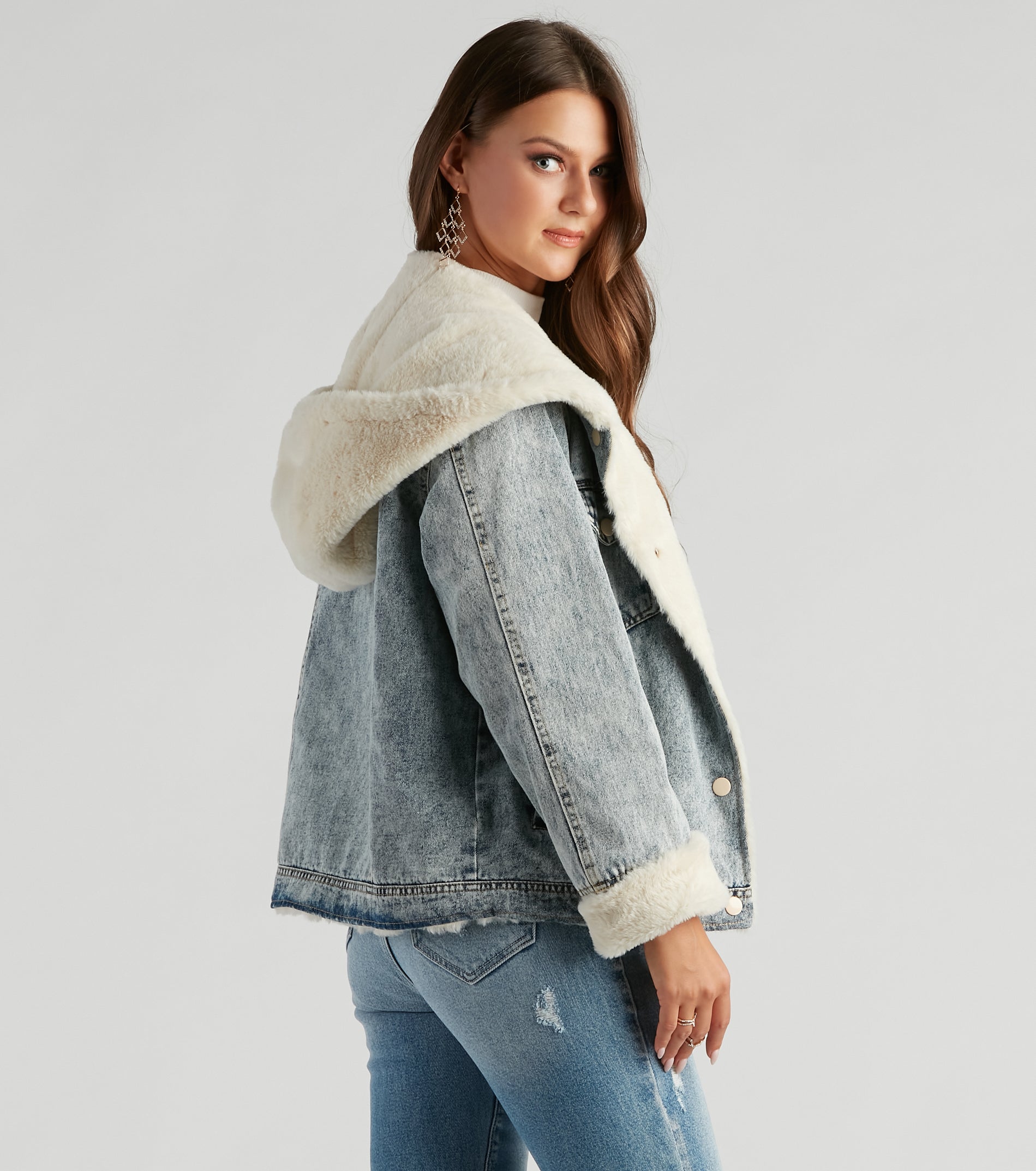 All The Feels Faux Fur Lined Denim Jacket