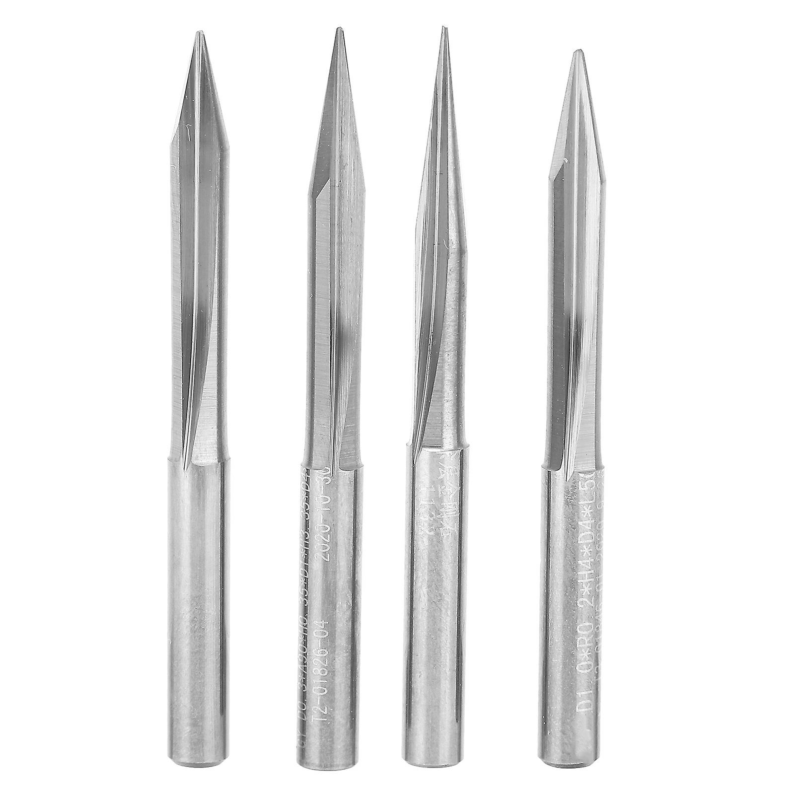 4pcs Vshaped Carving Cutter 2edged Engraving Bit 4x0.4x15/4x0.4x20/4x0.4x25/4x0.4x30