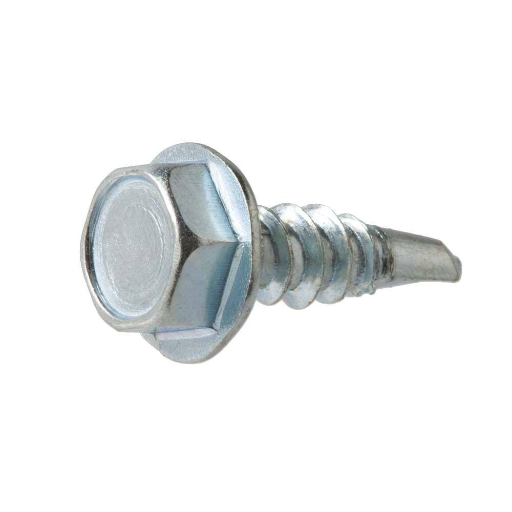 Everbilt #10 x 34 in. Zinc Plated Hex Head Sheet Metal Screw (100-Pack) 824462