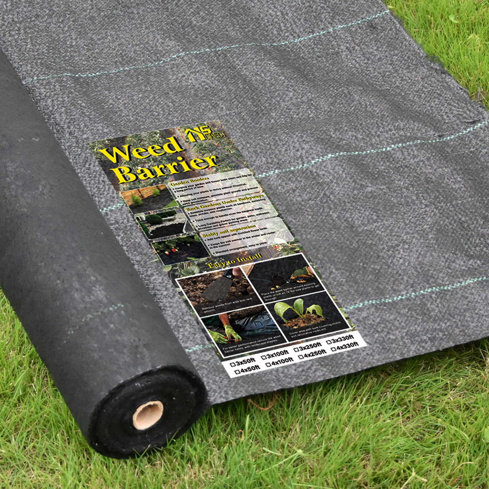 Nsdirect 5oz Heavy Duty Weed Barrier Landscape Fabric, 3*50ft/3*100FT/3*250FT/4*250FT/4*330FT