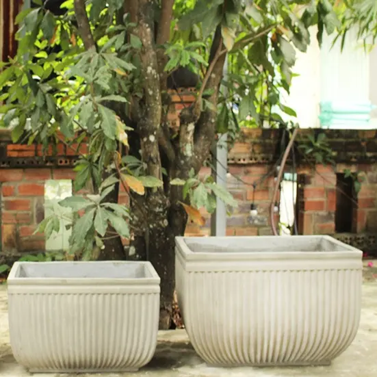 Wholesale Set Of 3 Cement Light Natural Laterite Pot Planters from Vietnam Indoor And Outdoor Pottery Garden Decor For plants