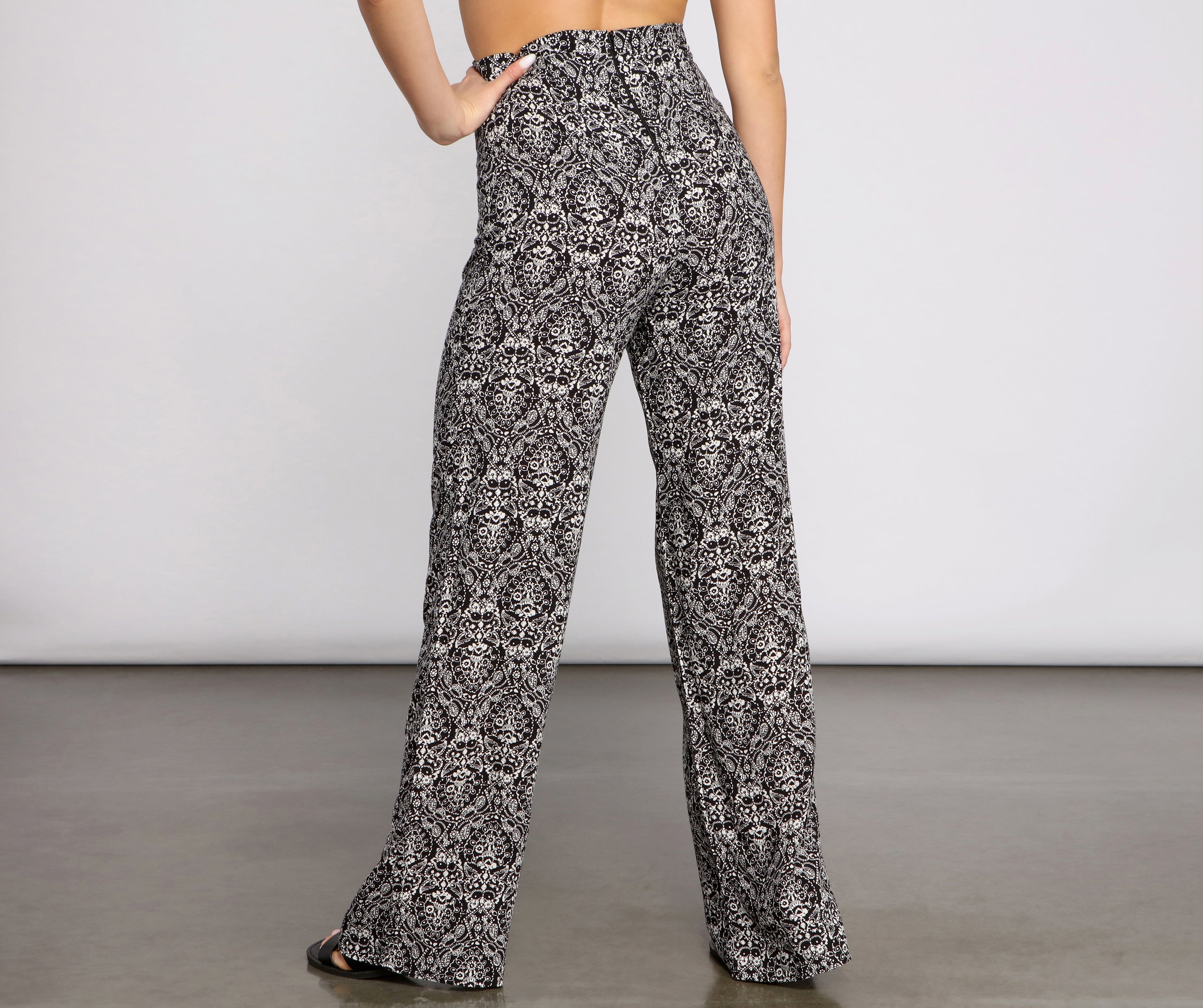 High Waist Bohemian Flared Wide Leg Pants