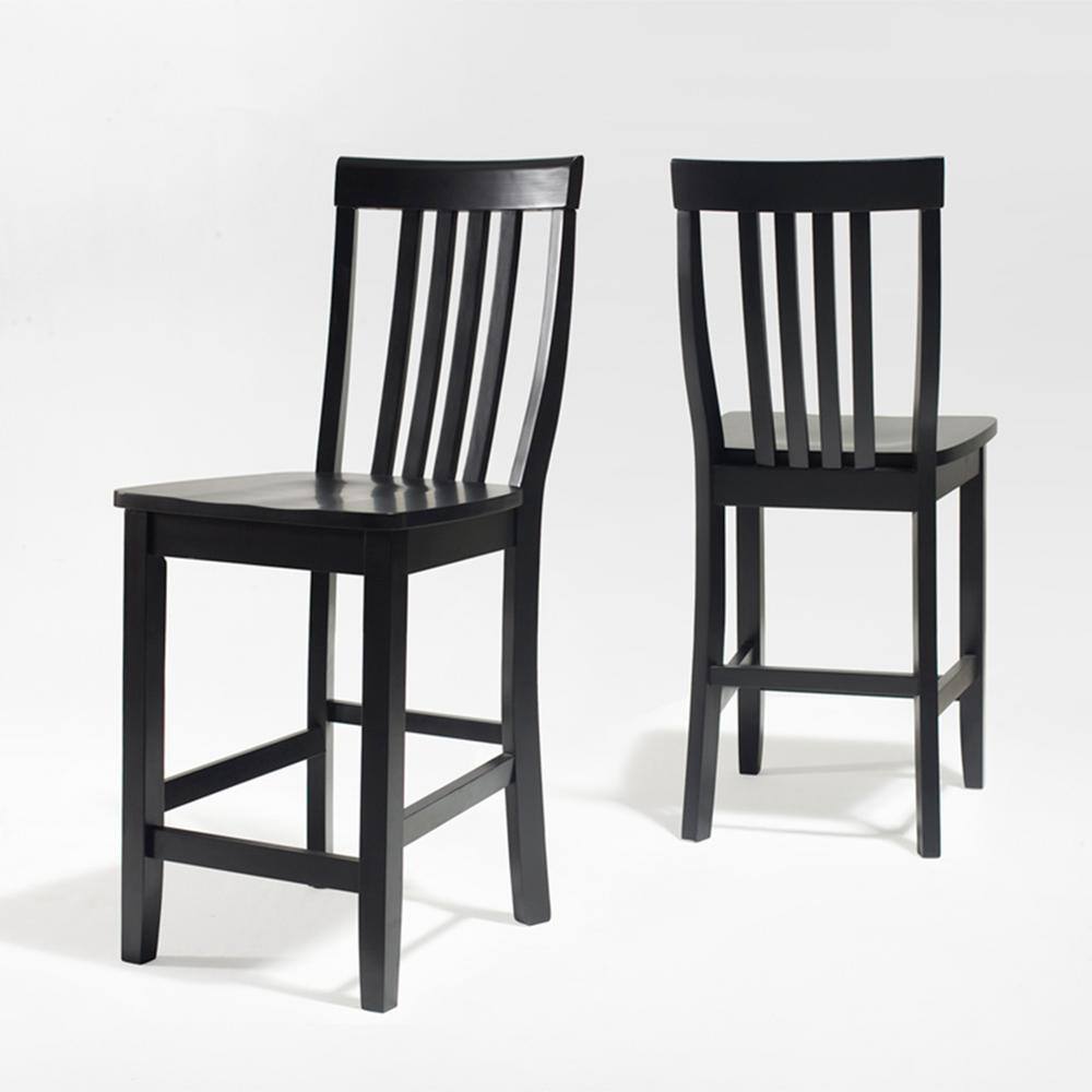 CROSLEY FURNITURE 24 in. Black School House Bar Stool (Set of 2) CF500324-BK