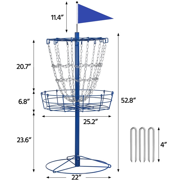 Yaheetech 12-Chain Disc Golf Basket Portable Metal Disc Golf Target Flying Disc Golf Practice Basket Indoor & Outdoor Blue