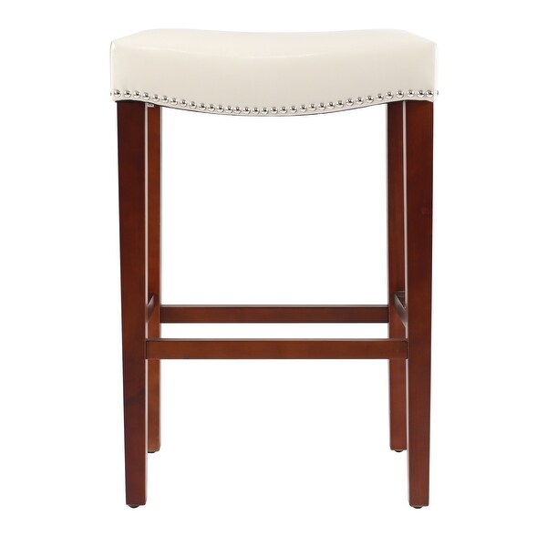 2pcs Modern Leather Upholstered Barstool with Nailhead Trim