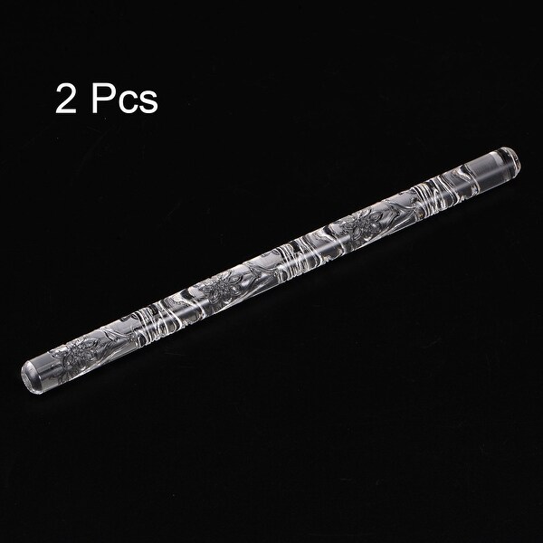 2pcs Acrylic Embossed Rolling Pin 16cm x 1cm Rose Pattern - Transparent