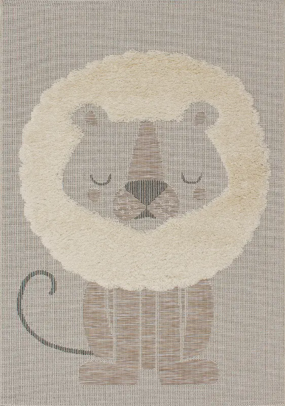 Kids 4 x 6 Lion Cream Beige Area Rug