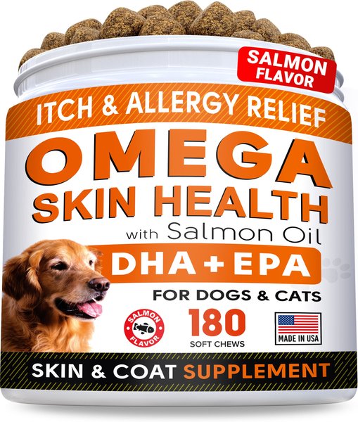 StrellaLab Allergy and Itch Relief Wild Alaskan Salmon Oil Skin， Coat and Joint Supplement Dog Treats，