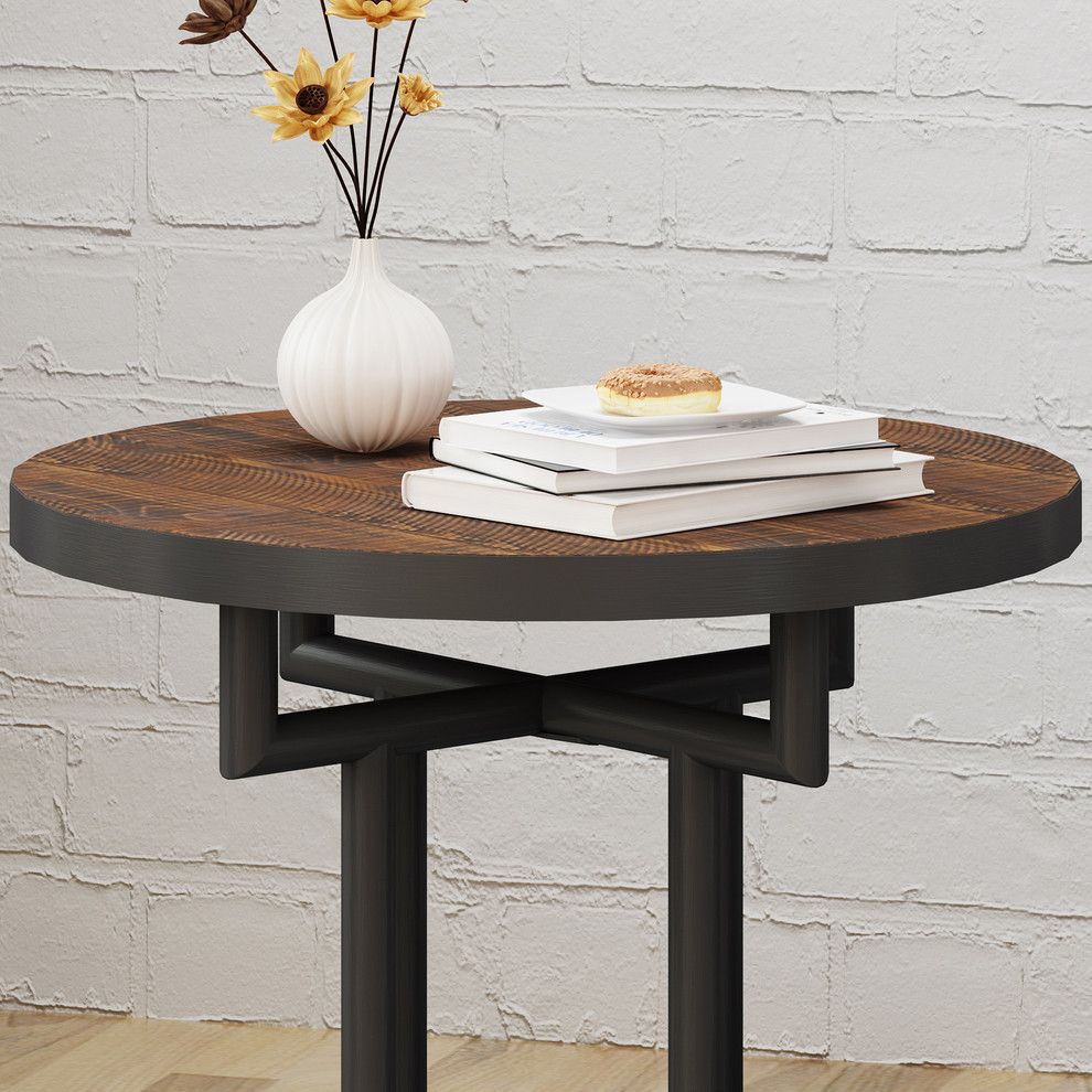 GDF Studio Cytheria Industrial Faux Wood End Table  Dark Brown   Industrial   Side Tables And End Tables   by GDFStudio  Houzz