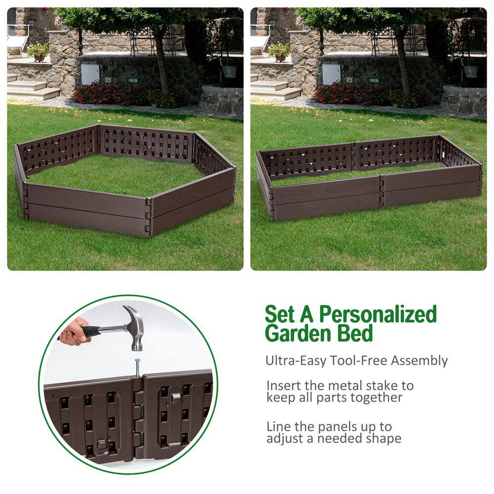 Gymax HDPE Plastic Raised Garden Bed Set Outdoor Planter Box for Vegetable Flower Gardening (2-Pieces) GYM09747