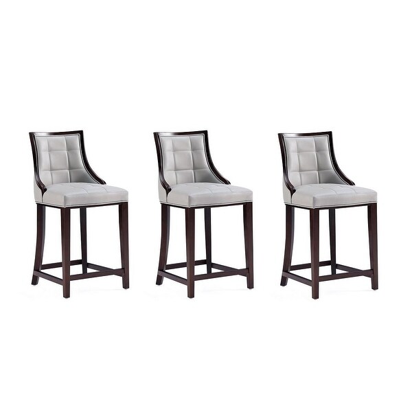 Manhattan Comfort Fifth Ave 39.5 in. Dark Walnut Beech Wood Counter Height Bar Stool (Set of 3)