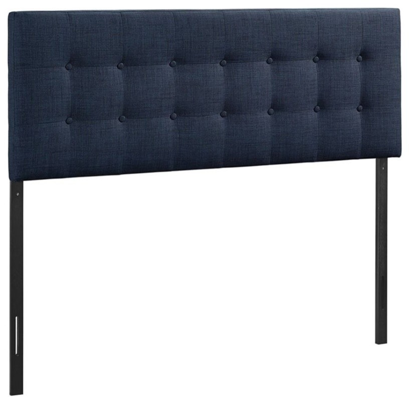 Roseberry Kids Modern Fabric Upholstered Queen Panel Headboard in Navy   Transitional   Headboards   by Homesquare  Houzz