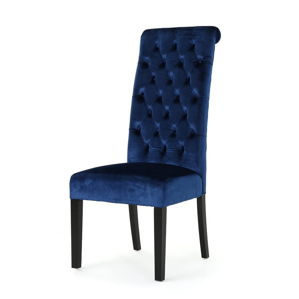 Leorah Tall Back Tufted Velvet Dining Chair (Set of 2) by Christopher Knight Home