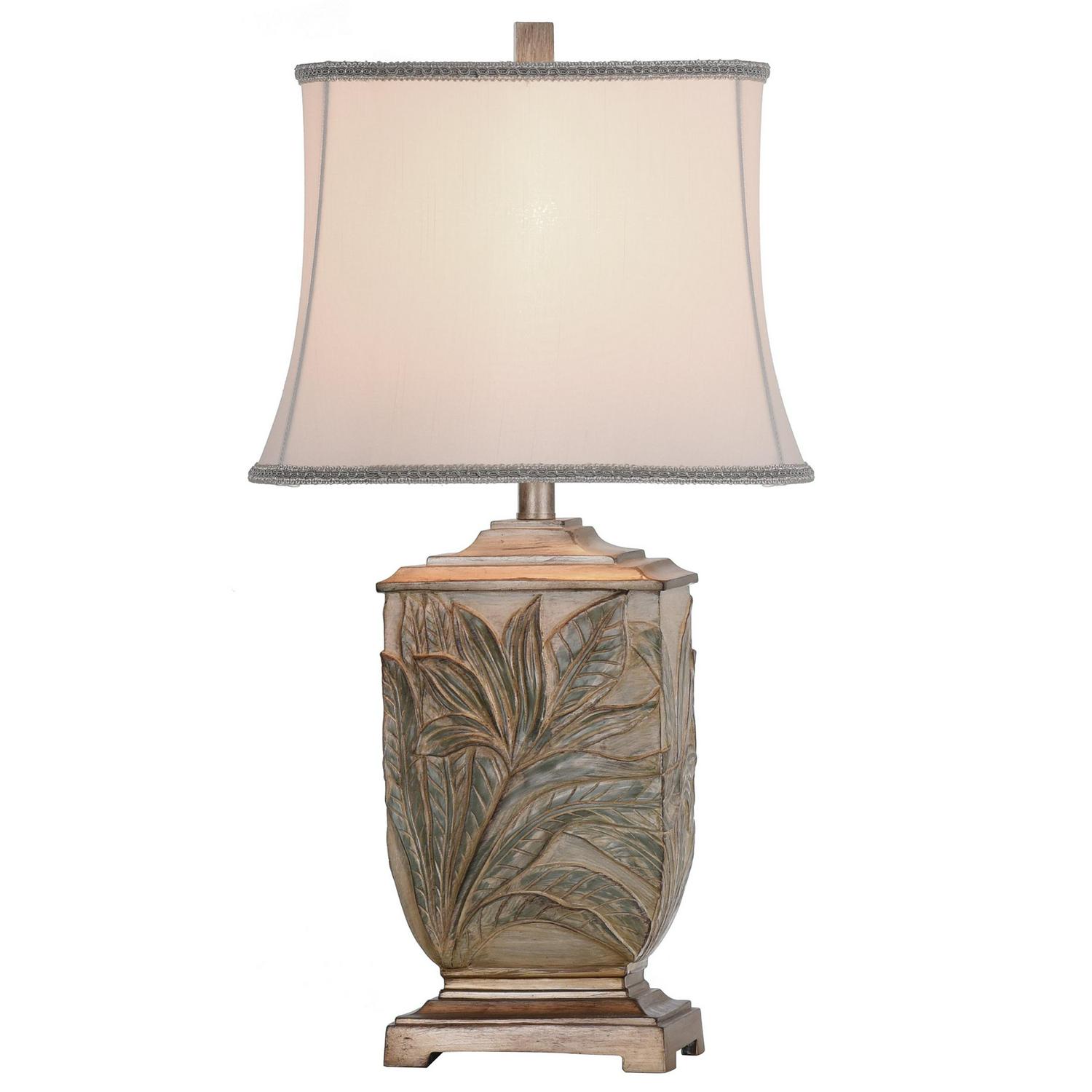 Bellevue Table Lamp  White With Brass Accents  Ivory Fabric Shade