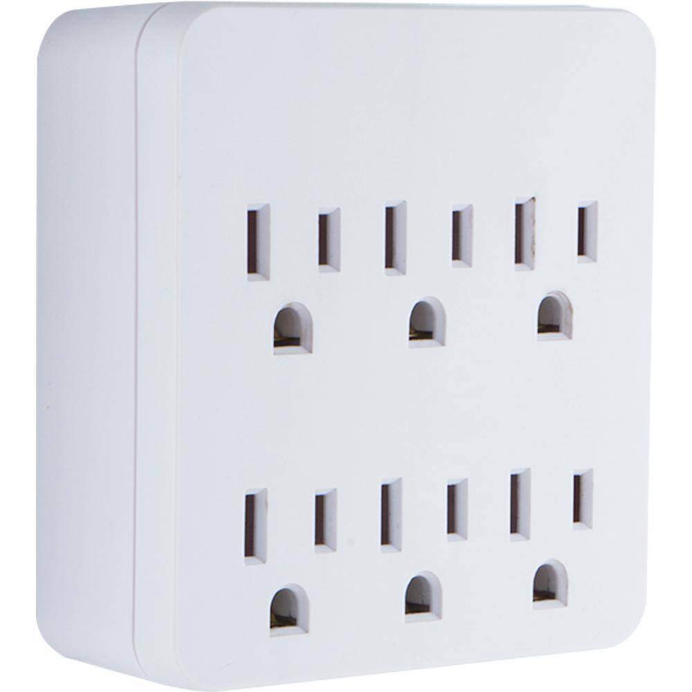 GE 6-Outlet Surge Protector Tap with Tamper Resistant White 37155