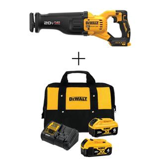 DW 20V MAX Cordless Brushless Reciprocating Saw (1) 20V 6.0Ah and (1) 20V 4.0Ah Batteries and Charger DCS386BDCB246CK