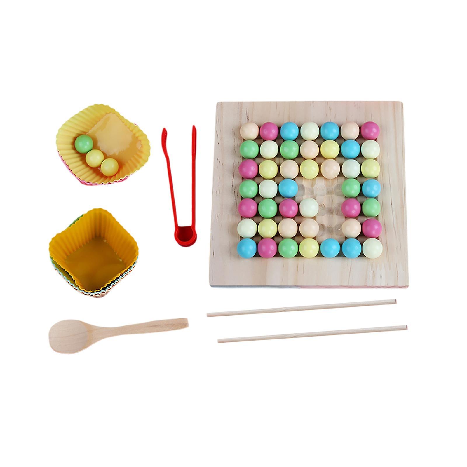 Wooden Board Bead Game Wooden Rainbow Beads For Sorting Interaction Teaching Style B