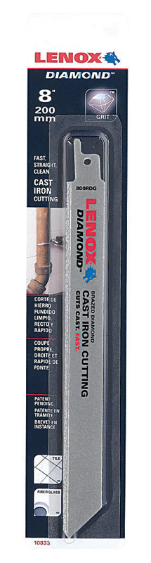 Lenox 8 in. Diamond Grit Reciprocating Saw Blade 24 TPI 1 pk