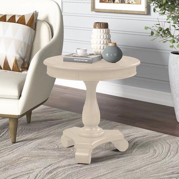 Mordent Fort Wood Round Accent Table for Living Room Antique