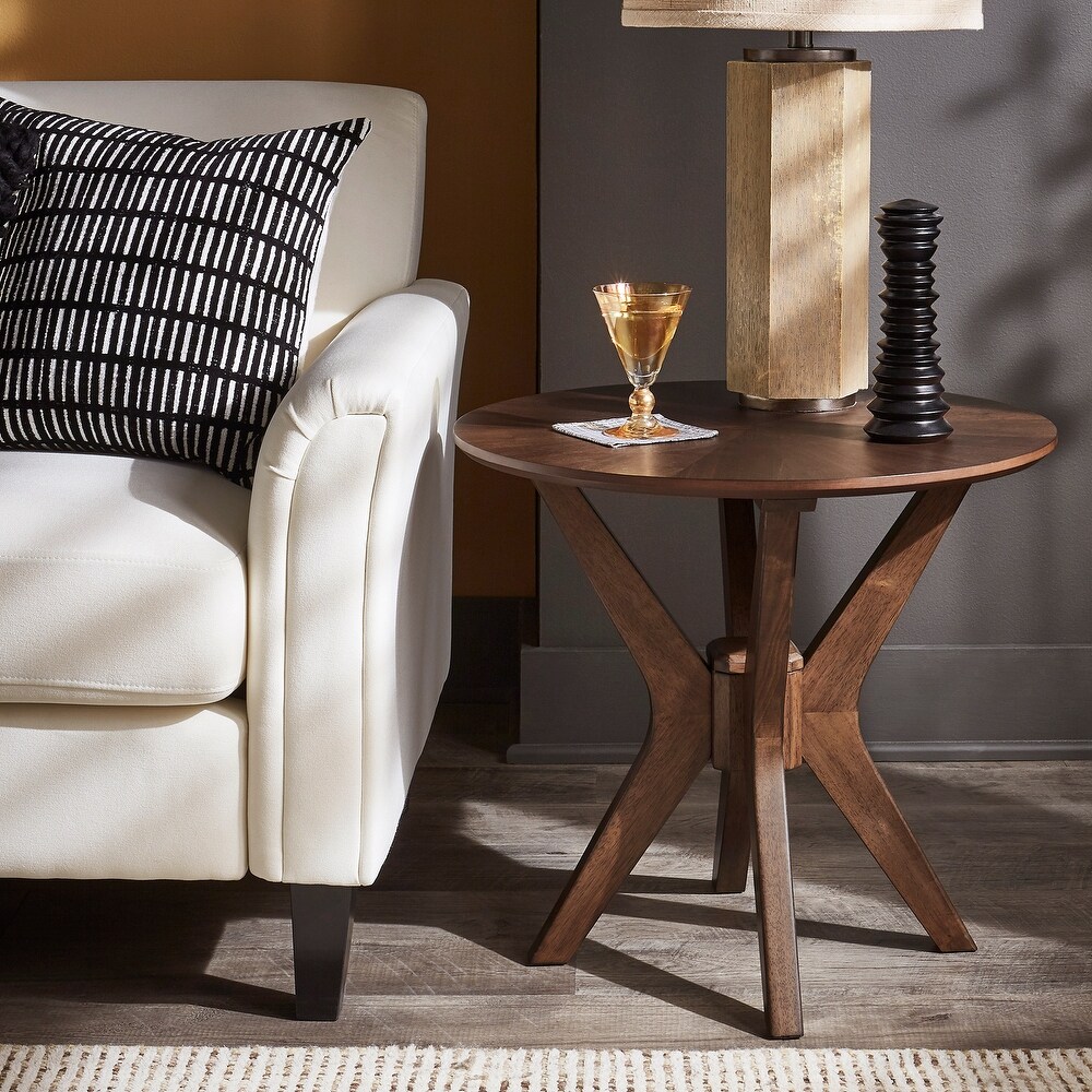 Rondo Mid Century Walnut Finish Round End Table by iNSPIRE Q Modern