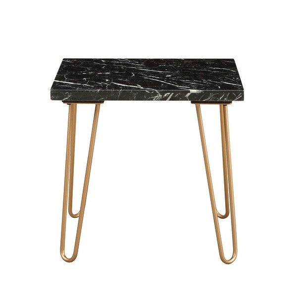 Industrial Style Telestis End Table in Black Marble and Gold