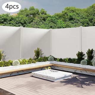 YIYIBYUS 48 in. White PVC Vinyl Outdoor Freestanding Privacy Screen Panel Metal Garden Fence (4-Pack) YLYOBZ8DWDZJ8