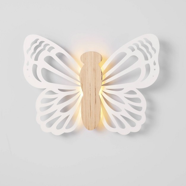 Butterfly Wood Lit Kids x27 Wall Decor Cream