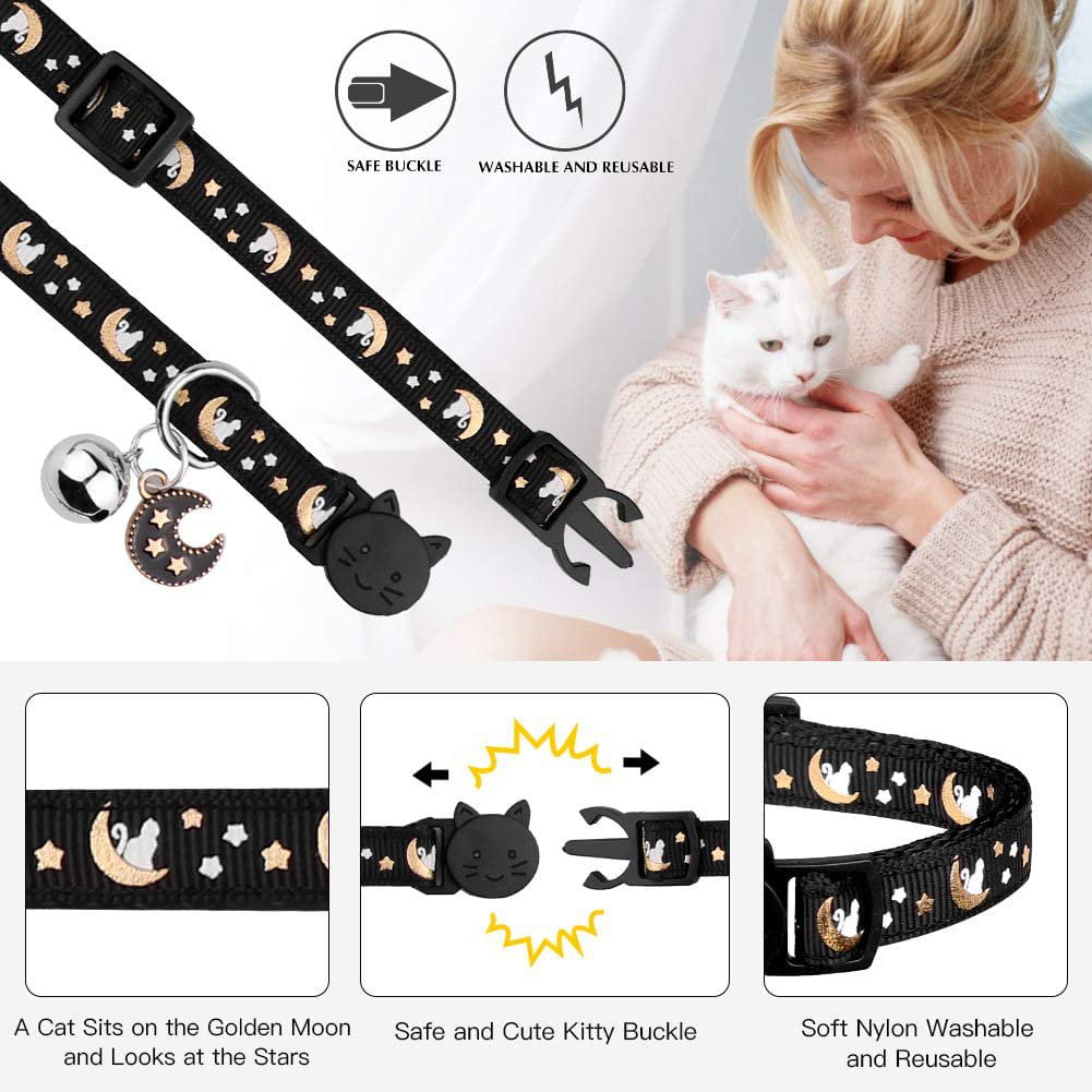 VATENIC 2 Separate Cat Collars， Adjustable Kitten Collars， Glow In The Dark