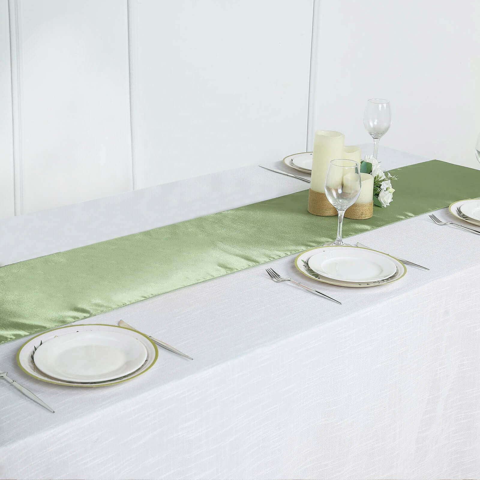 Sage Green Satin Table Runner 12