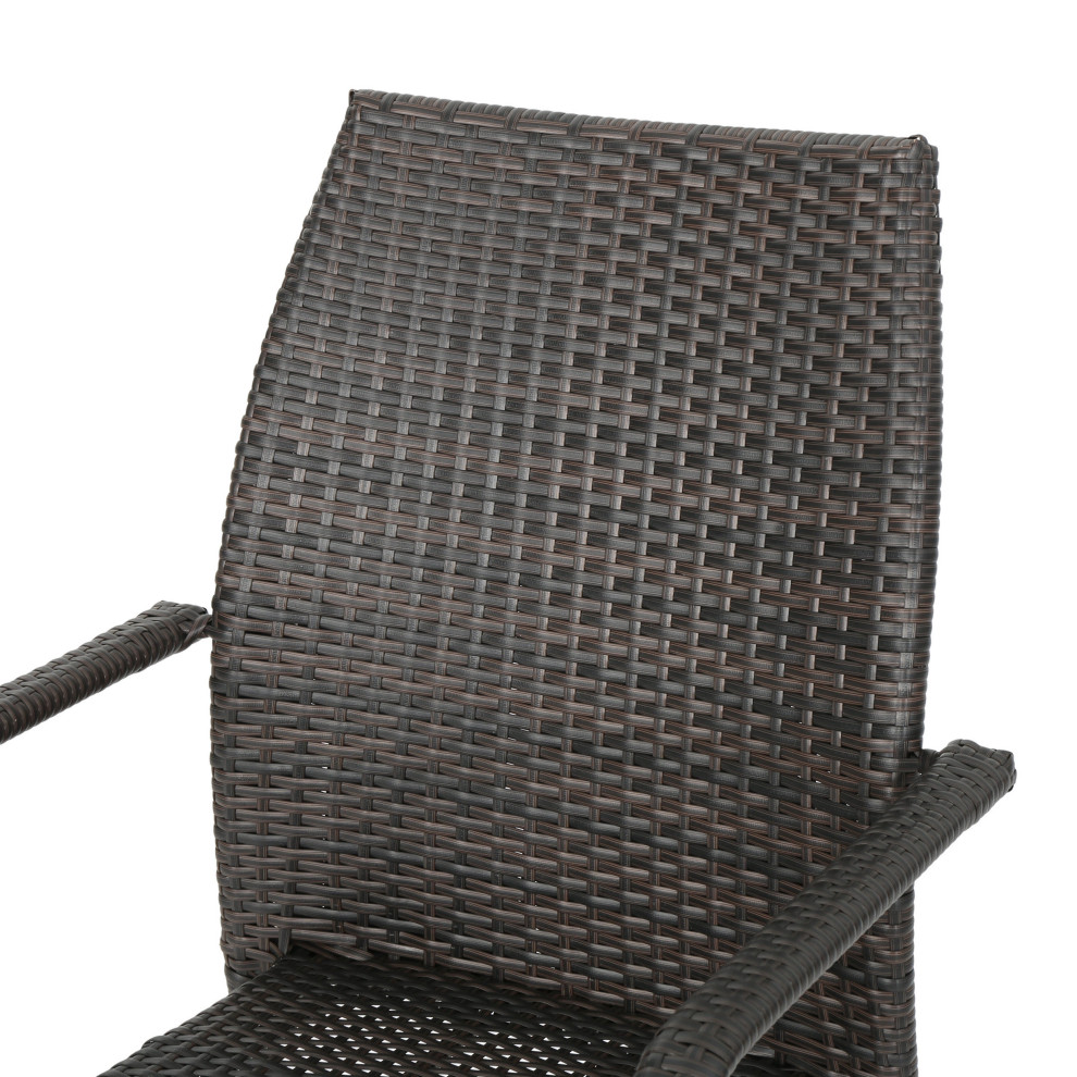 GDF Studio 3 Piece Dawson Outdoor Multi brown Wicker Stacking Chair Chat Set   Tropical   Outdoor Lounge Sets   by GDFStudio  Houzz