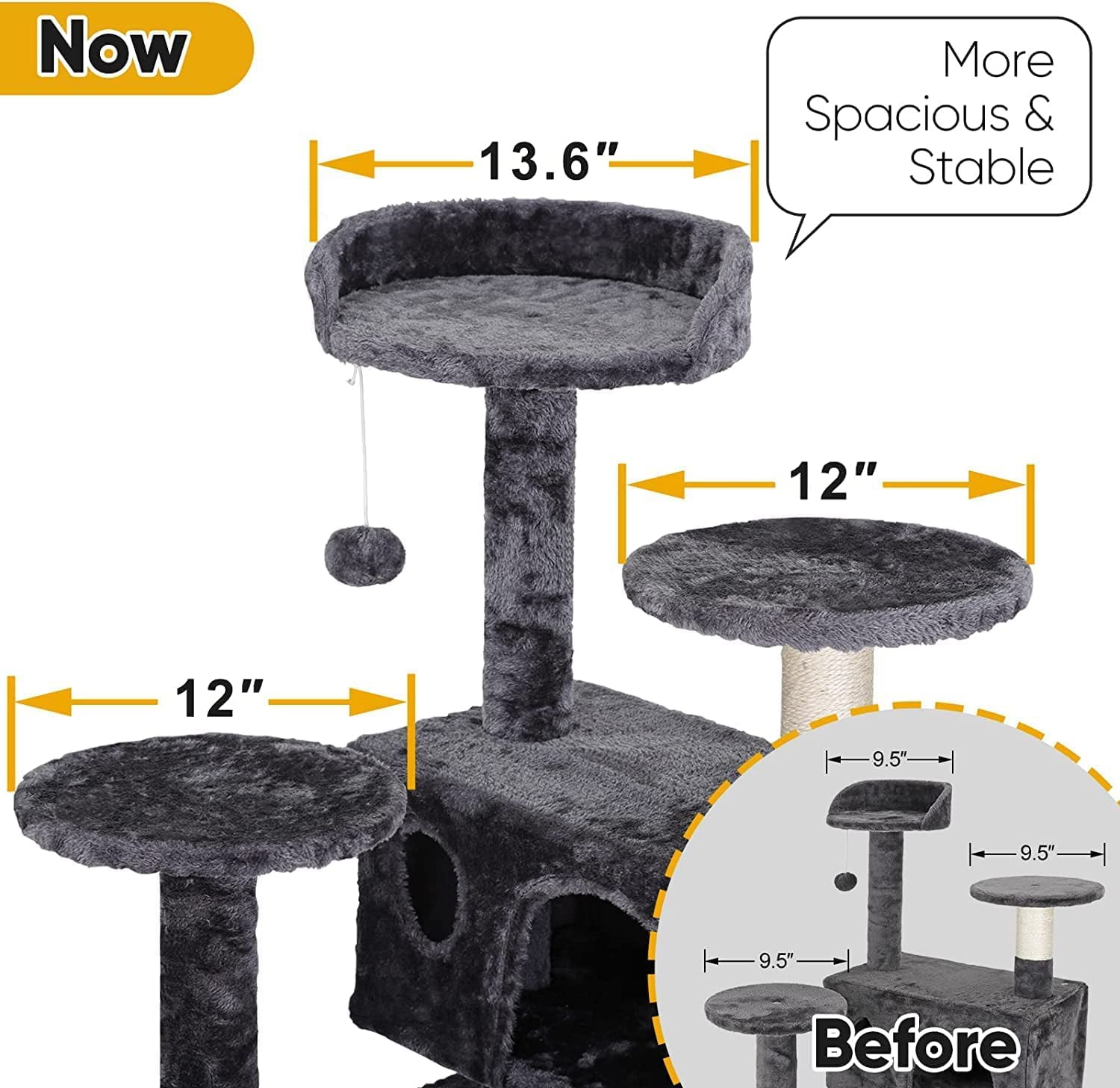 54in Cat Tree Tower for Indoor Cats Multi-Level Cat Condo Cat Bed Furniture with Scratching Post Kittens Activity Center