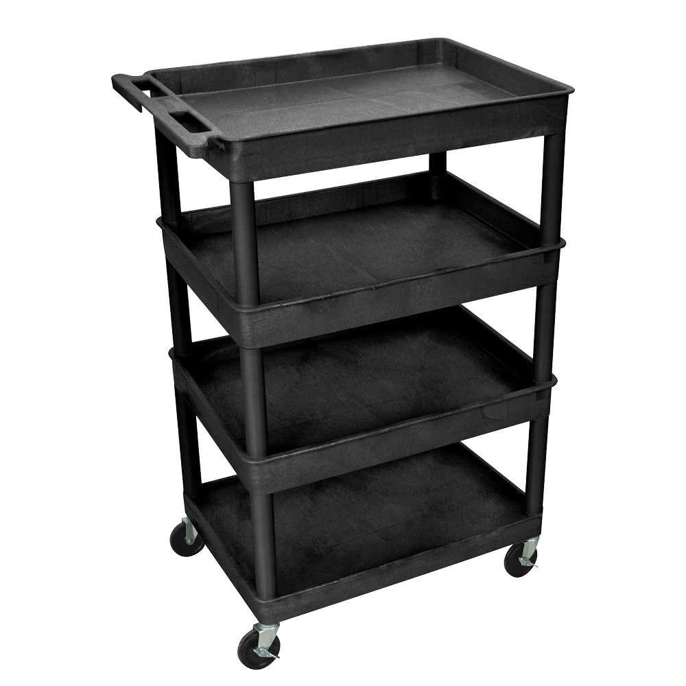 Luxor Heavy Duty 32 in. x 24 in. Utility Cart with 4-Shelves in Black TC1111-B